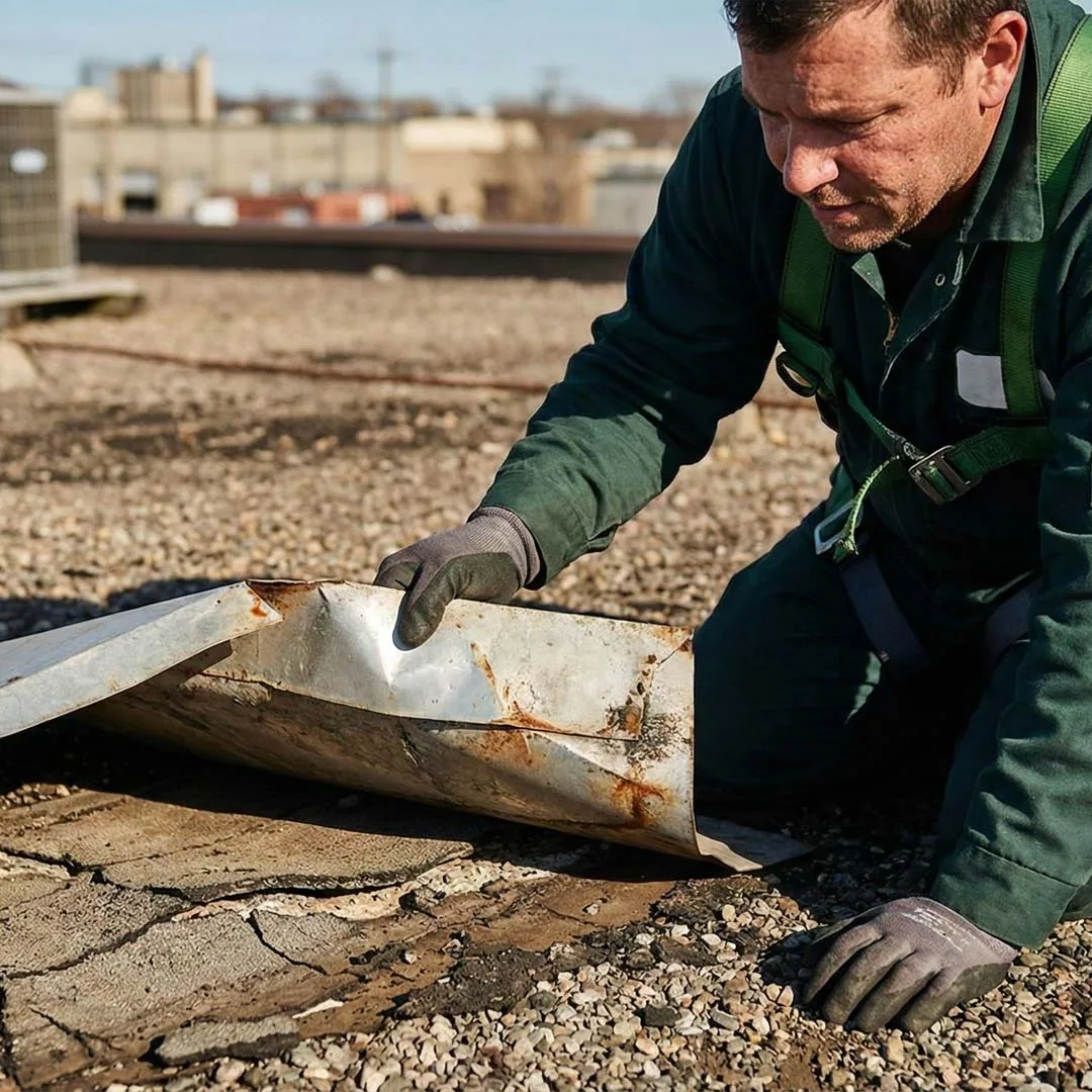 Occupied-building roof staging